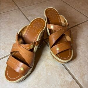 SOLD! Vince Camuto Tan Leather Espadrille Sandals Size 6.5